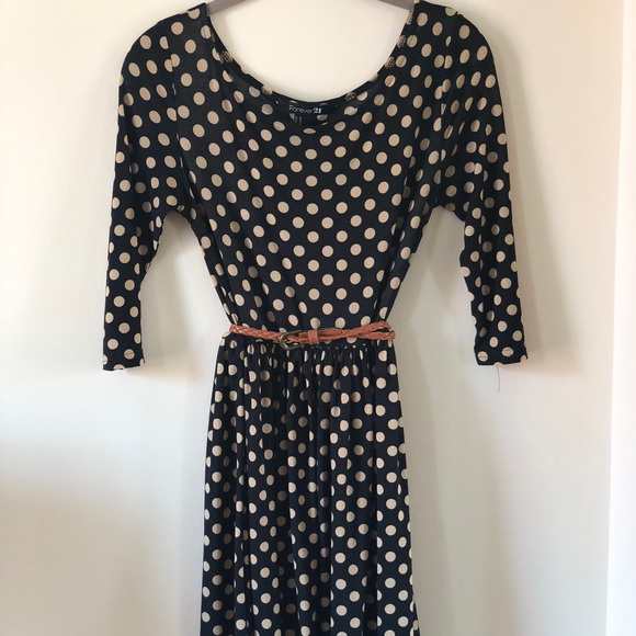 Polkadot 3/4 length Forever XXI Dress - Picture 1 of 5